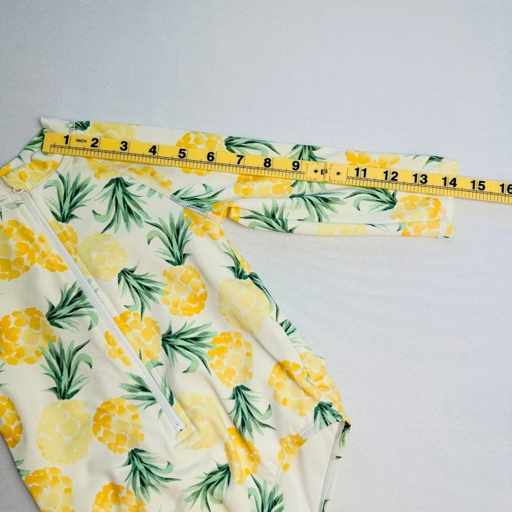 Janie and Jack Girls Pineapple Rash Guard One Piece Swimsuit Yellow 18-24 Months